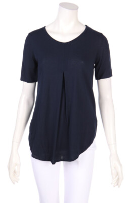 ELLA LAGO DI COMO Shirt Viscose Pleated S navy blue NEW