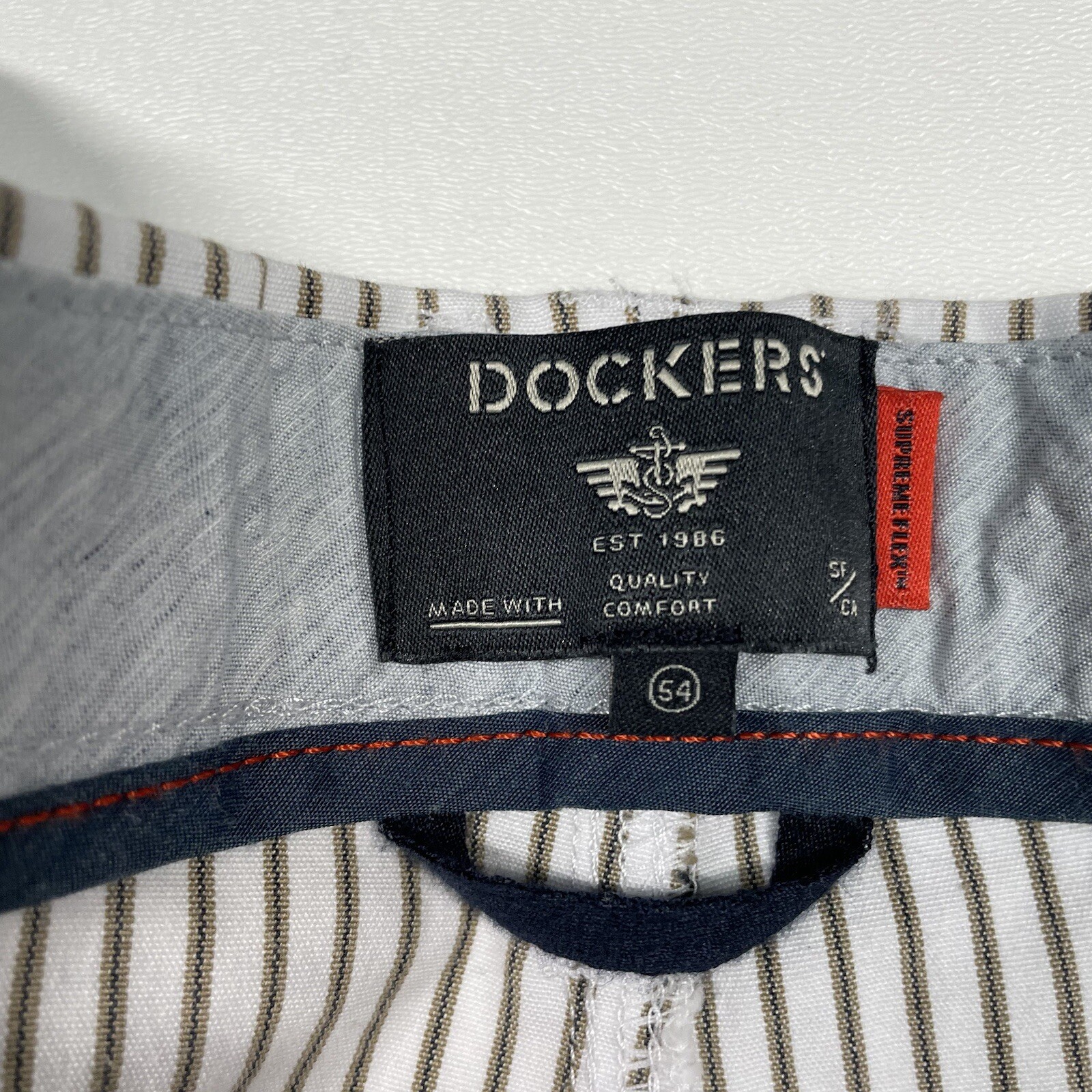 Dockers Shorts Men’s 54 Big & Tall White Stripe Supreme Flex Ultimate Chino NEW thumbnail 11