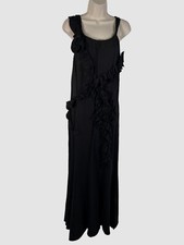 $995 Dries Van Noten Womens Black Ruffle trim...