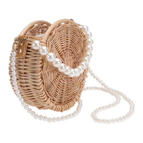 Summer Vacation Shoulder Bags Woven Crossbody Bag Straw Pearl Bag - Picture 7 of 12