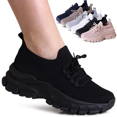 Damen Plateau Sneaker Keil Light Slipper Keilabsatz Chunky