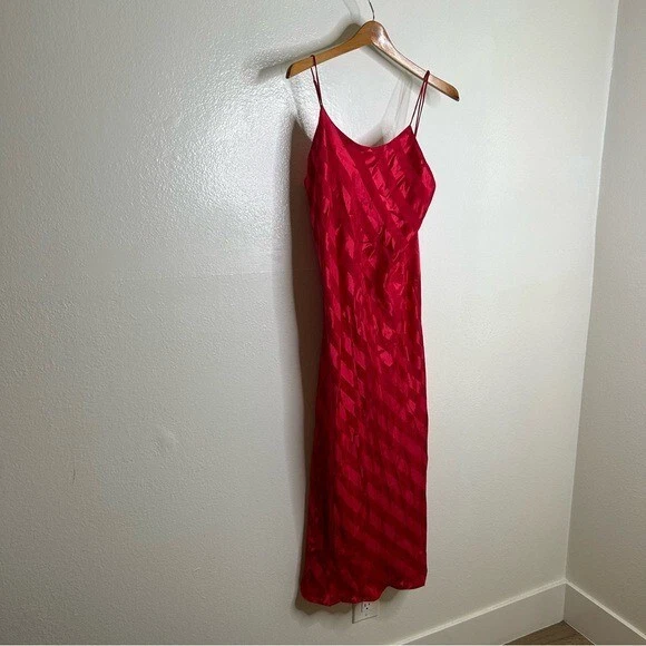 UNDERCOVER Camicia da notte Victoria's Secret vintage rossa a righe maxi spacco nuova con etichetta taglia M