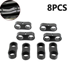 8pcs 6an Hose Separator Clamp Bracket Adapter For Gas Oil Fuel Hose Line.