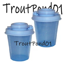 TUPPERWARE Salt and Pepper Shakers Midgets Pastel Blue 2 oz Mini Bowls Lid