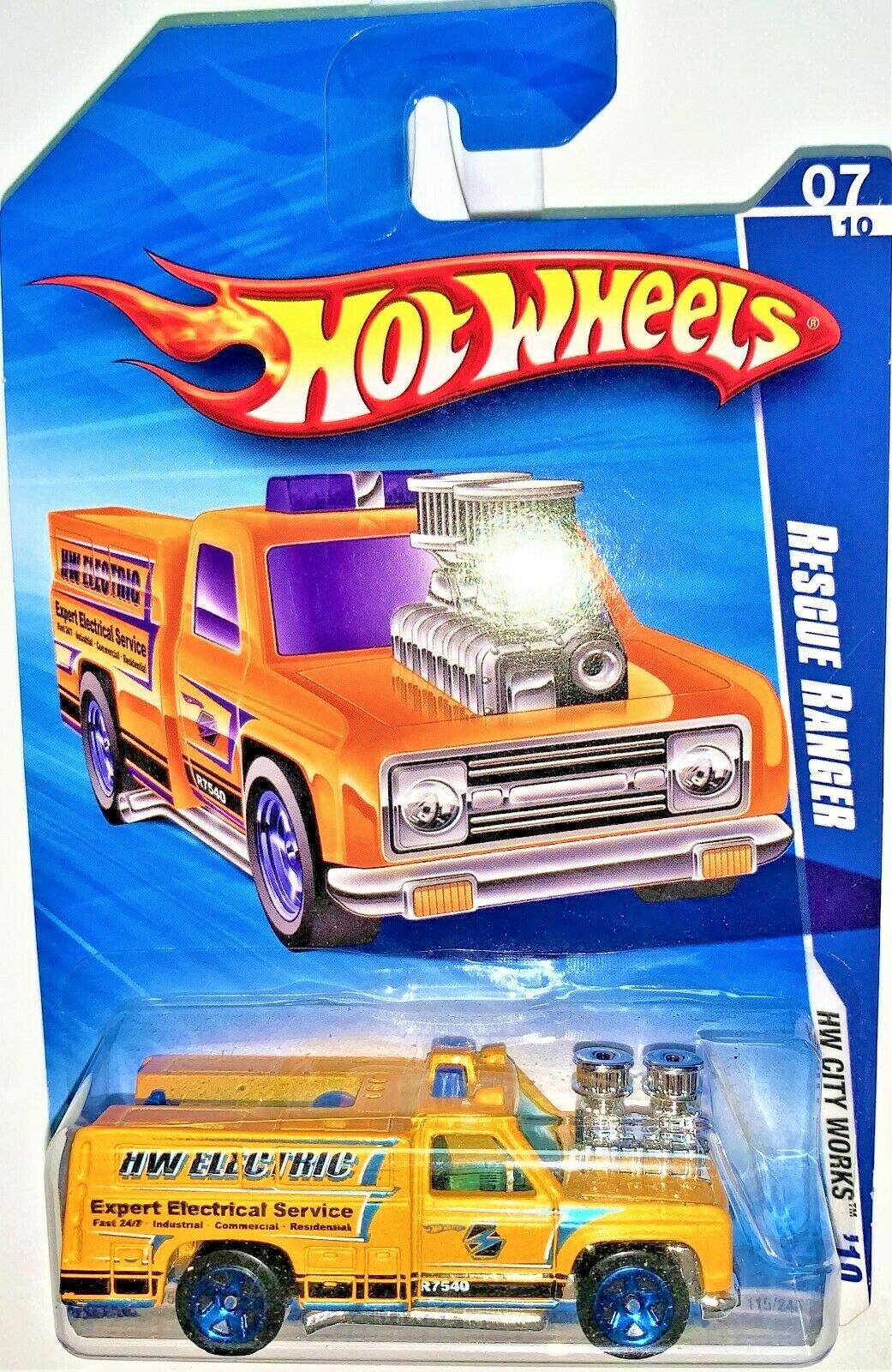 2010 Hot Wheels #115 HW City Works 7/10 RESCUE RANGER Yellow 1/64 IN PROTECTOR