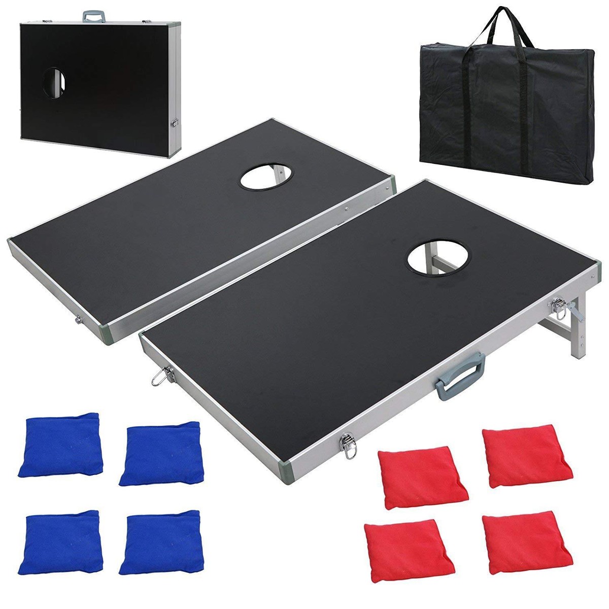 Foldable Bean Bag Toss Game Portable Cornhole Game Set - Collapsible Boards With 8 Bean Bags & Carrying Case Outdoor Camping Games - Foto 4
