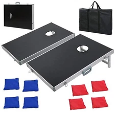 CornHole Bean Bag Toss Game Set Aluminum Frame W/ Carrying Case Portable Design