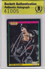 Papa Shango Signed 1992 Merlin WWF Gold Series 1 Rookie Card #15 BAS COA RC WWE