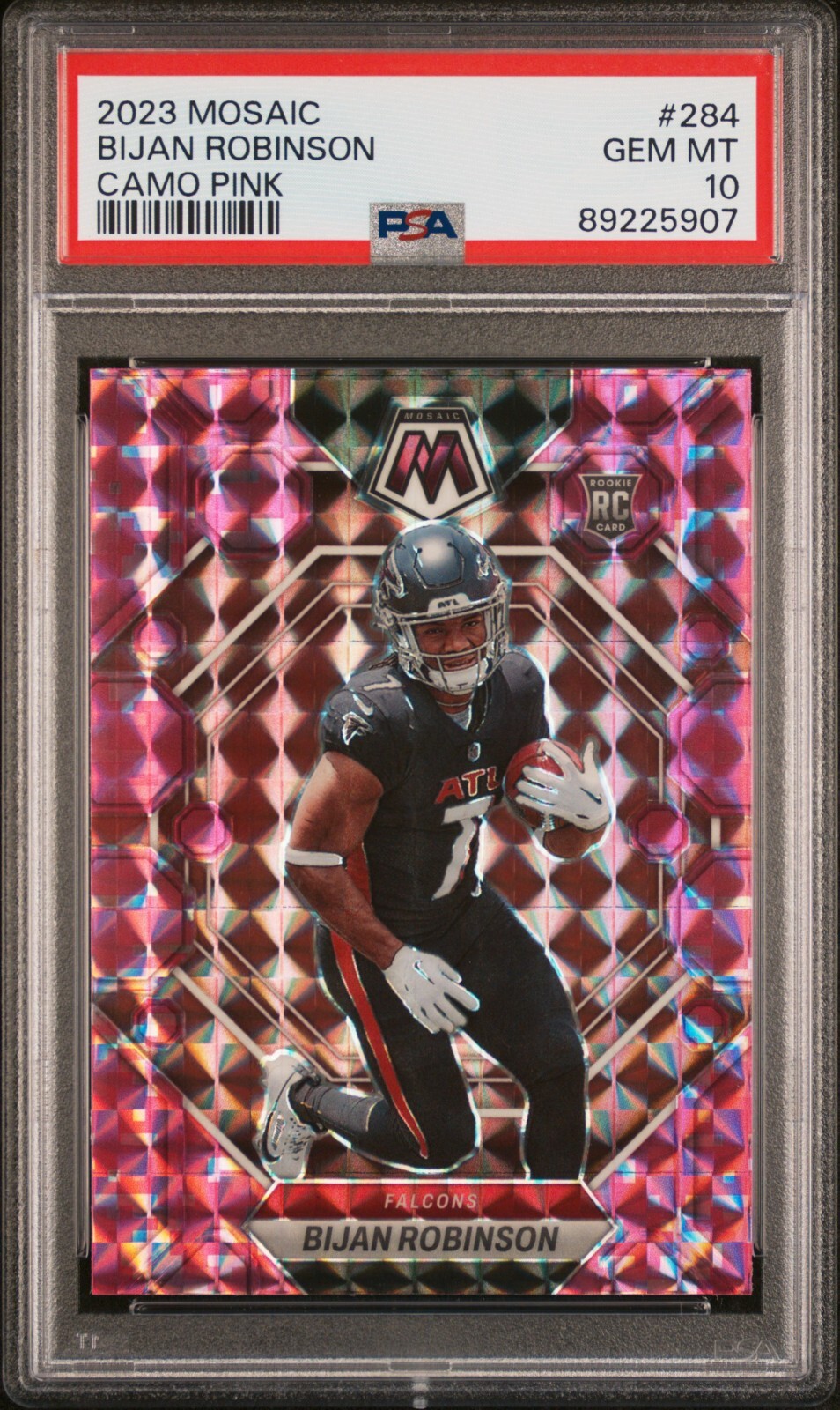 2023 Panini Mosaic BIJAN ROBINSON #284 RC Camo Pink Prizm PSA 10 Gem Falcons