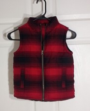 Authentic Gymboree Plaid Zipper Vest Boys Size 4 XS Red Black New MSRP 56.95
