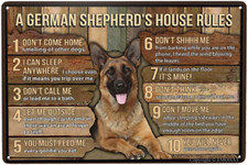 Funny Metal Signa German Shepherd'S House Rules Metal Tin Sign for Dog Houses In