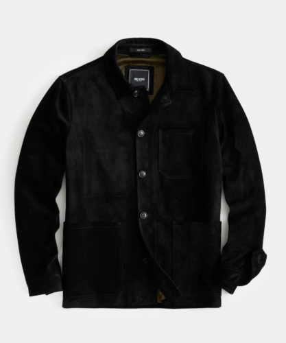 Mens Black Suede Leather Shirt Jacket All Size's XS S M L XL 2XL 3XL Custom Made - Picture 1 of 6
