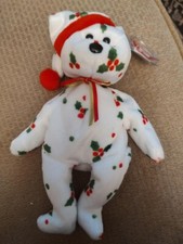 RARE MINT Ty Beanie Baby 1998 Holiday TEDDY, Tag Protector, PE Pellets, Retired