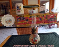 Miniature clear Glass Dresser Lamp Oil Lantern 7 1/2" H Vintage