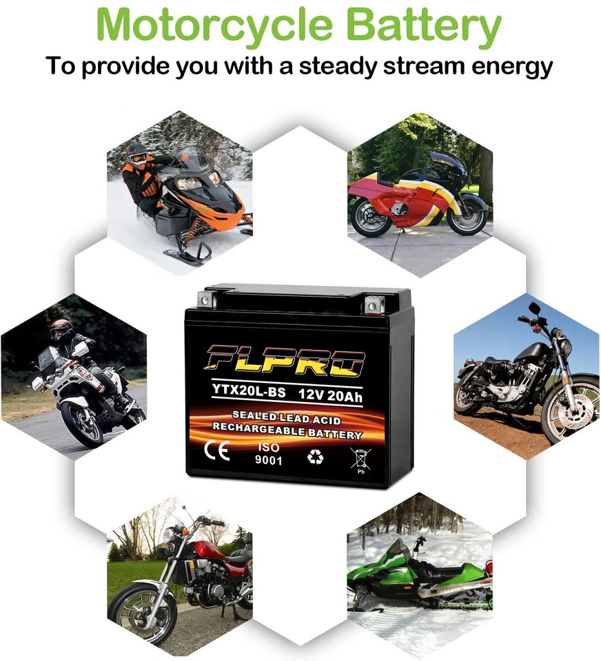 YTX20LBS Snowmobile ATV UTV Motorcycle Battery Sealed AGM ETX20L BS