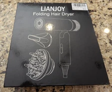 Lianjoy Folding Hair Dryer Blue Fast Dry 4 Attachments XDM-3600