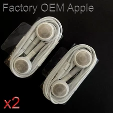 2X FACTORY APPLE IPOD IPHONE ORIGINAL EARBUDS HEADPHONES + VOLUME CONTROL + MIC