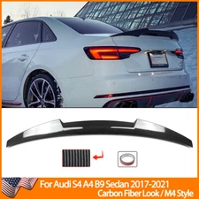 Rear Trunk Spoiler Wing Lip M4 Style For Audi S4 A4 B9 2017-2022 Carbon Fiber