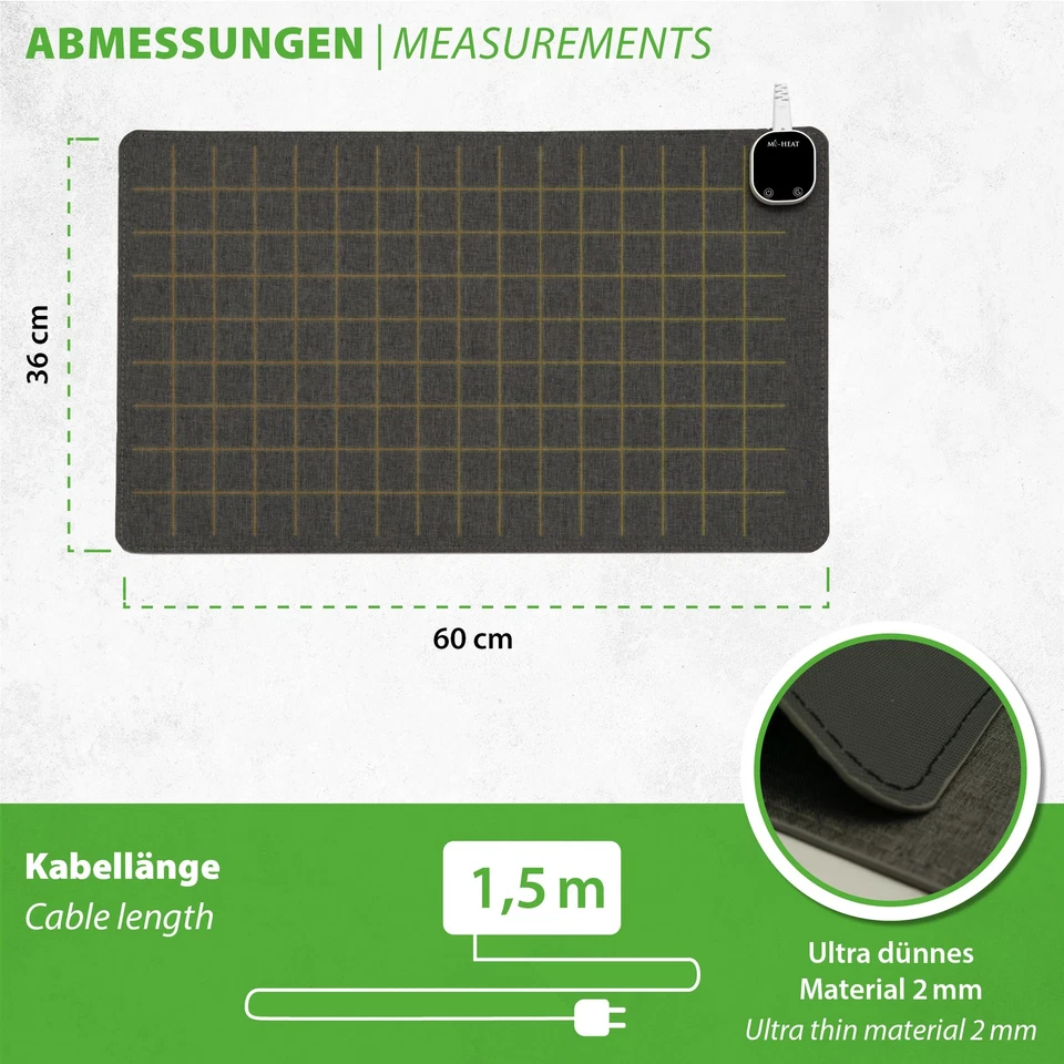 Schreibtischunterlage beheizte Tischmatte Schreibtischheizung Tischheizung 60x36 - Bild 3 von 4
