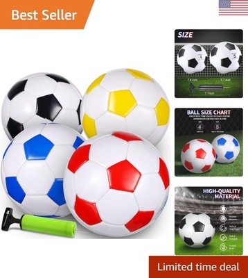 4 Fun and Portable Soccer Balls with Pump - Outdoor & Indoor Sports for All Ages