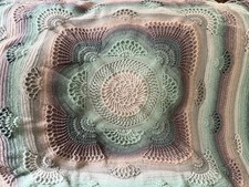 Handmade Crochet Mandala Sofa Throw Blanket Multicolor Vintage Decorative