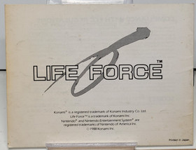 Life Force NES Instruction Manual ONLY Nintendo Original Authentic Konami