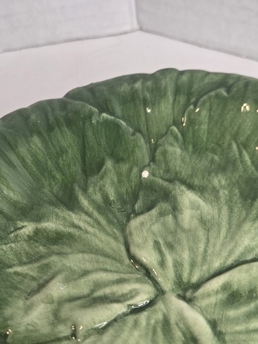 Set Of 6 Rare Vintage 70s Green Pottery Cabbage Leaf Italian Plate By VIETRI - Afbeelding 5 van 11