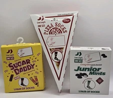 SOCKOPATH Theme Socks:  Sugar Daddy, Pizza, & Junior Mint Socks NIB