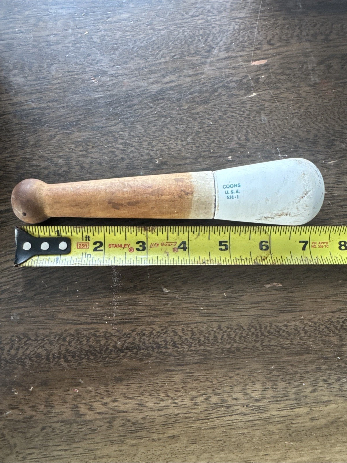Vintage Coors 531-1 USA Apothecary Wood Handle Pestle
