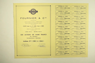 CHAMPAGNE FOURNIER ET CIE TITRE DE 10 ACTIONS DE 10000 FRANCS REIMS 1956
