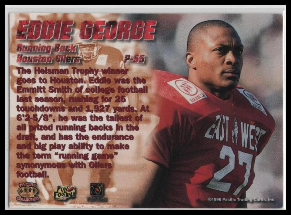 1996 Pacific Dynagon #P-55 Eddie George - Image 2 of 2