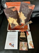 NEW RYZE MUSHROOM COFFEE WELCOME PACK LOT 2 POUCHES WOODEN SPOON BRACELET MAGNET