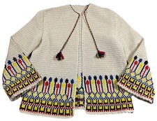 VTG Sweater 60s To 70s beige With Colorful Design Size Small To Medium See   