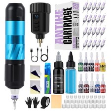 ANTIKE Wireless Tattoo Kit Complete Pro Tattoo Gun Kit with 1500mAh LCD Tatto...