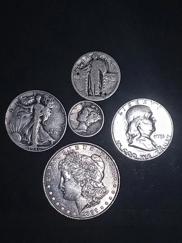New Listing90% US coinage pre 64 Morgan Silver Dollar walking lib/Franklin Halfs mercury