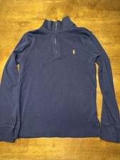 Polo Ralph Lauren Pullover Shirt Quarter Zip navy Blue Boys Size Medium 10-12