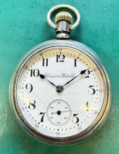HAMPDEN 18s 17j 64  “RUNNING” pocket watch COIN SILVER Case 1910