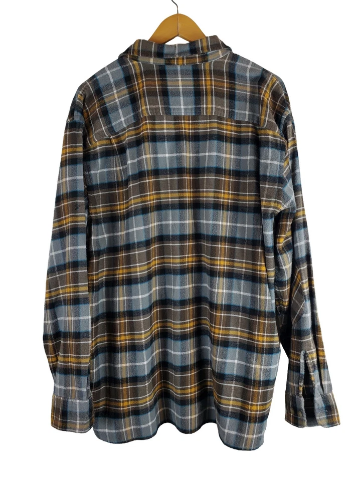 Camisa masculina de flanela Pendleton XXL cinza marrom dourada xadrez 100% algodão - Imagem 3 de 4