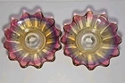 Set of 2 Federal Glass Iridescent Colors Glass Candlestick Holders Vintage