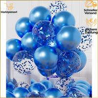 Luftballons Blau Metallic 12 Zoll 42 StüCk Konfetti Latex Deko Geburtstag Baby