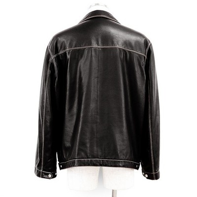 HERMES Vintage Padded Leather Jacket Logo Clou de Selle Men Size58