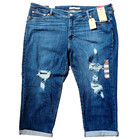 NWT 24W Levi's Boyfriend Hypersoft Distressed Medium Dark Wash Denim Blue Jeans — photo 1
