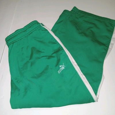 PUMA Track Pants Womens XL Green White Stripe Cropped Capri Training Retro