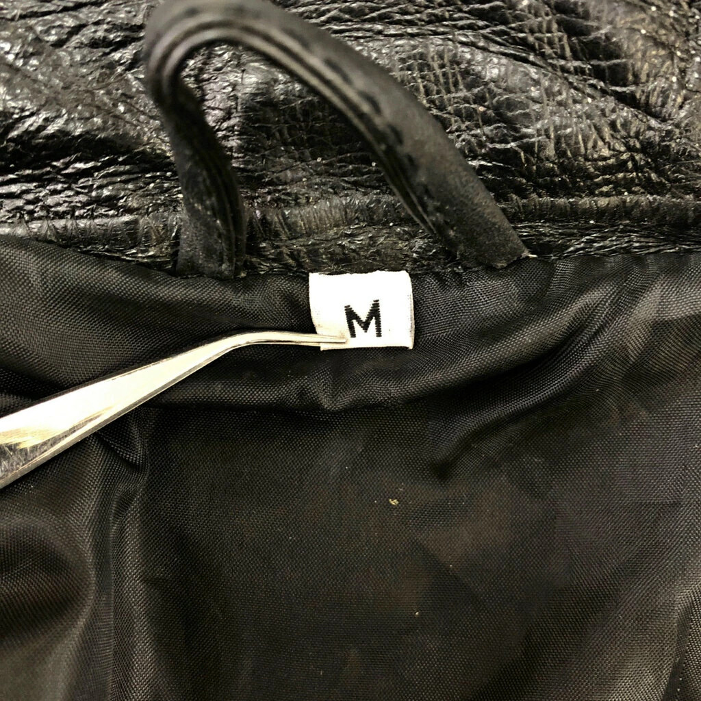 Vintage Black Patchwork Leather Jacket Men M Used - image 4