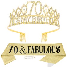 Hapdoo 70th Gold Birthday Decorations for Women, 70 Women