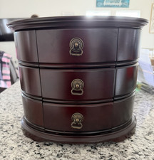 Bombay Company Oval Wood Jewelry Box w/ Mirro...