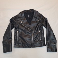 Art Class Girls Black Faux Leather Moto Biker Jacket - Size XS 4/5