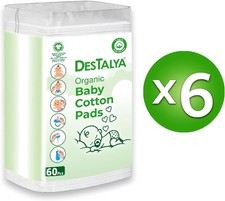 DESTALYA 6PK 360 Baby Cotton Pads for Diaper Change, Large Cotton Squares