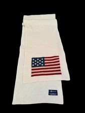 Authentic Vintage Polo Ralph Lauren Scarf Grey USA Flag Wool Knit 90s Ski OG