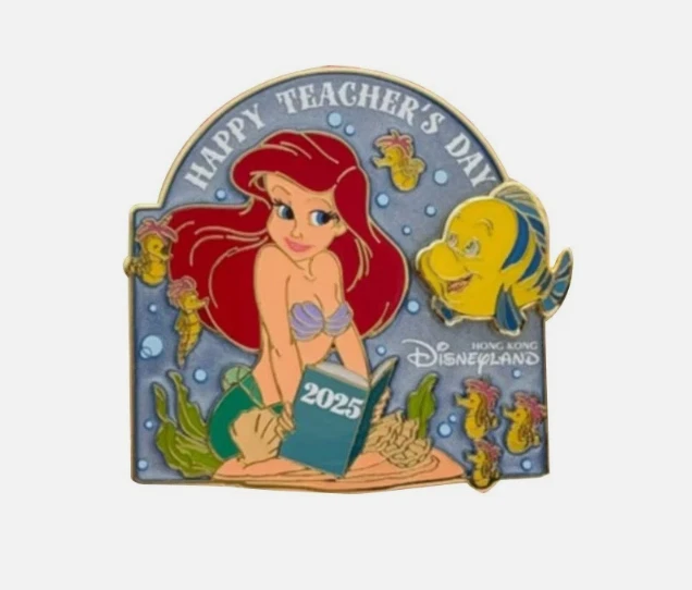 Authentic Hongkong Disney Pin Ariel 2025 Teacher's Day Limited Edition Pin